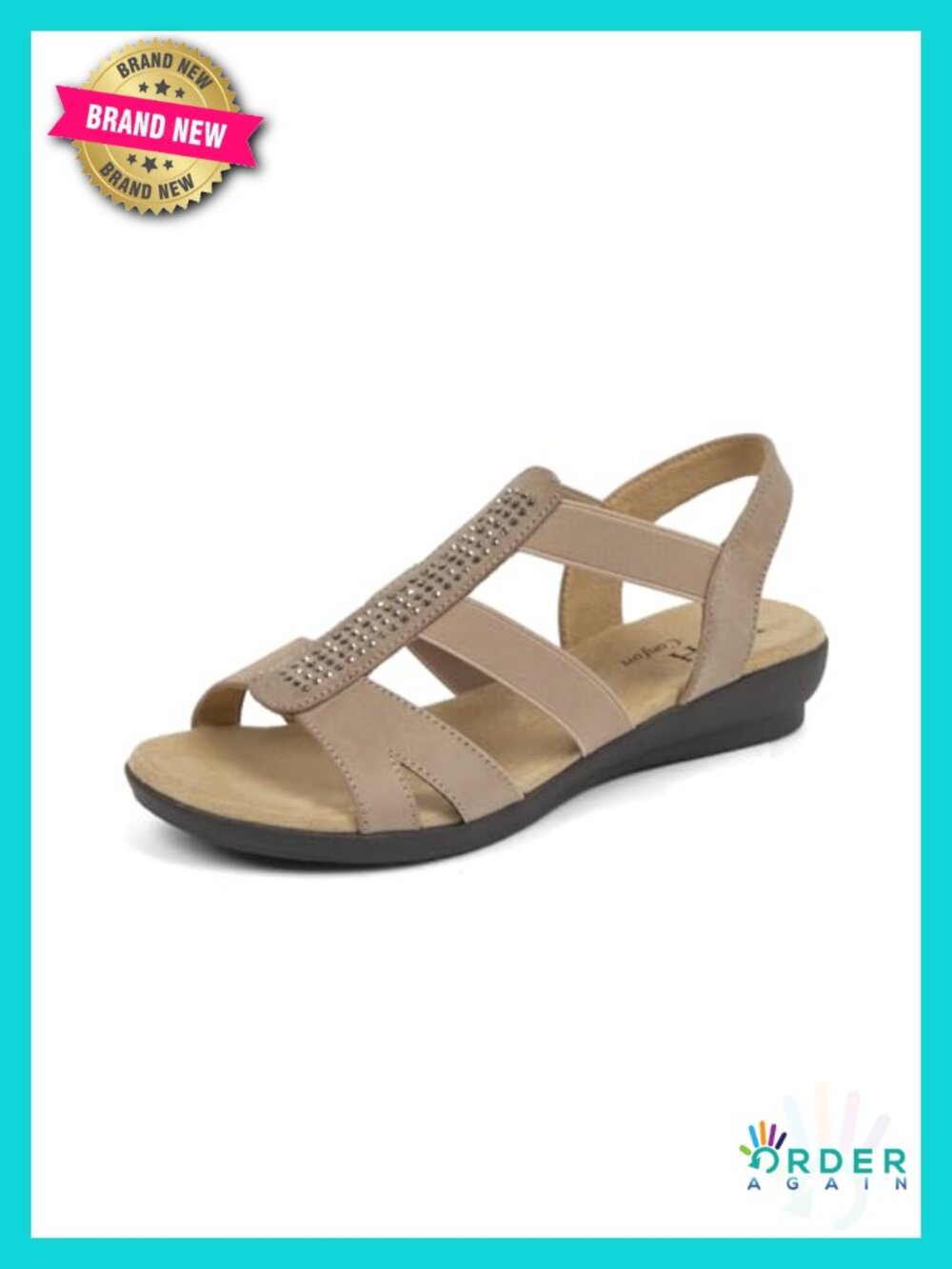 Womens Rhinestone Flat Sandals Slip On Slingback Casual Walking Sandal